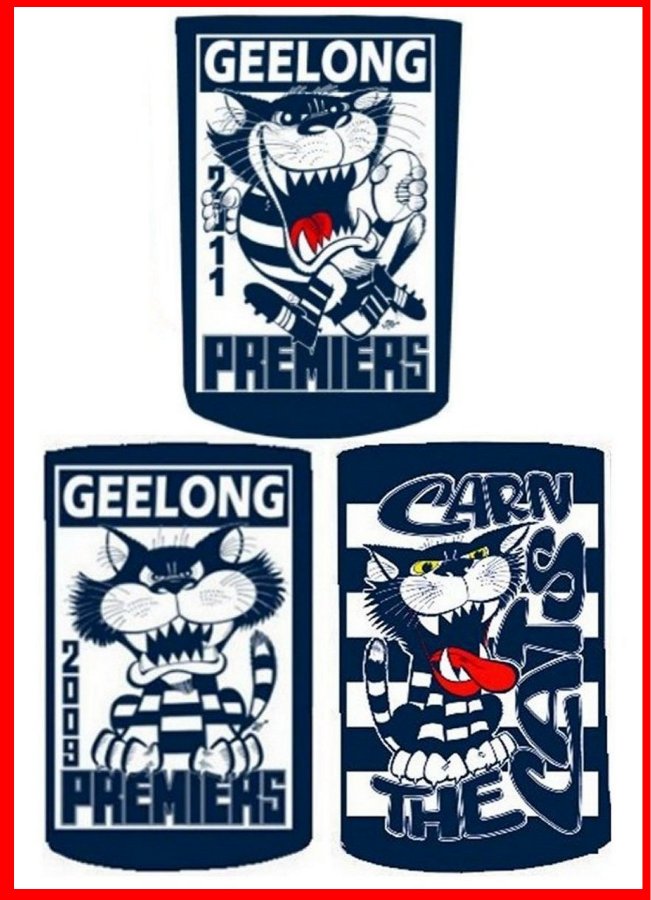 Geelong Cats Triple Treat Stubby Holder FREE POST IN AUSTRALIA